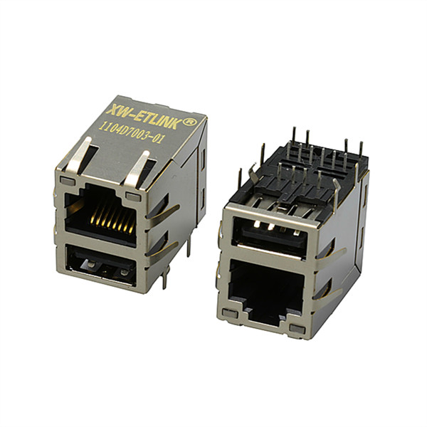 Экранированный встроенный USB RJ 45 женский rj45 Джек комбинированный разъем RJ45 RU3-261A1D11 RC-122C09-015