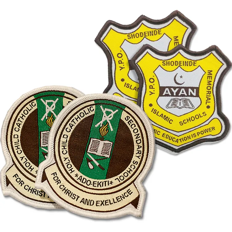 Professional Design Cheap Customized Brand Name Logo Cloth Woven embroidery Badges patch For Security School Uniform badge