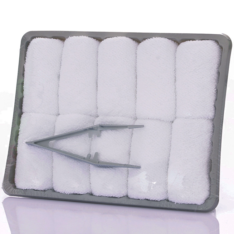 Small White Cheap Cotton Disposable Refreshing lemon wet hot Airline Towel disposable Face Hand Towel