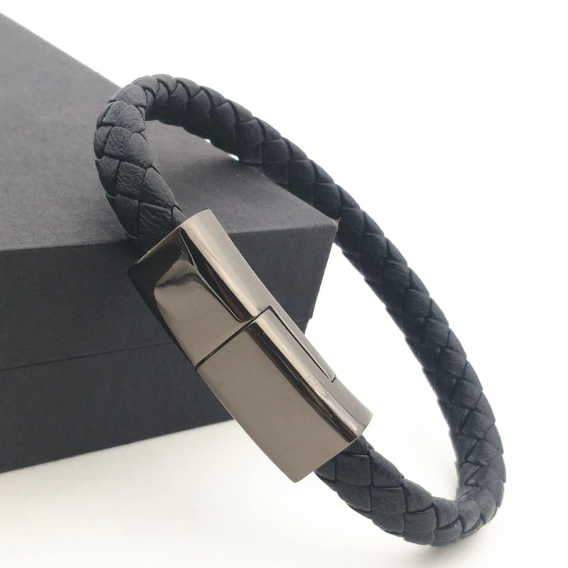 USB зарядный кабель модные плетеные кожаные Наручные для передачи данных и зарядки шнур