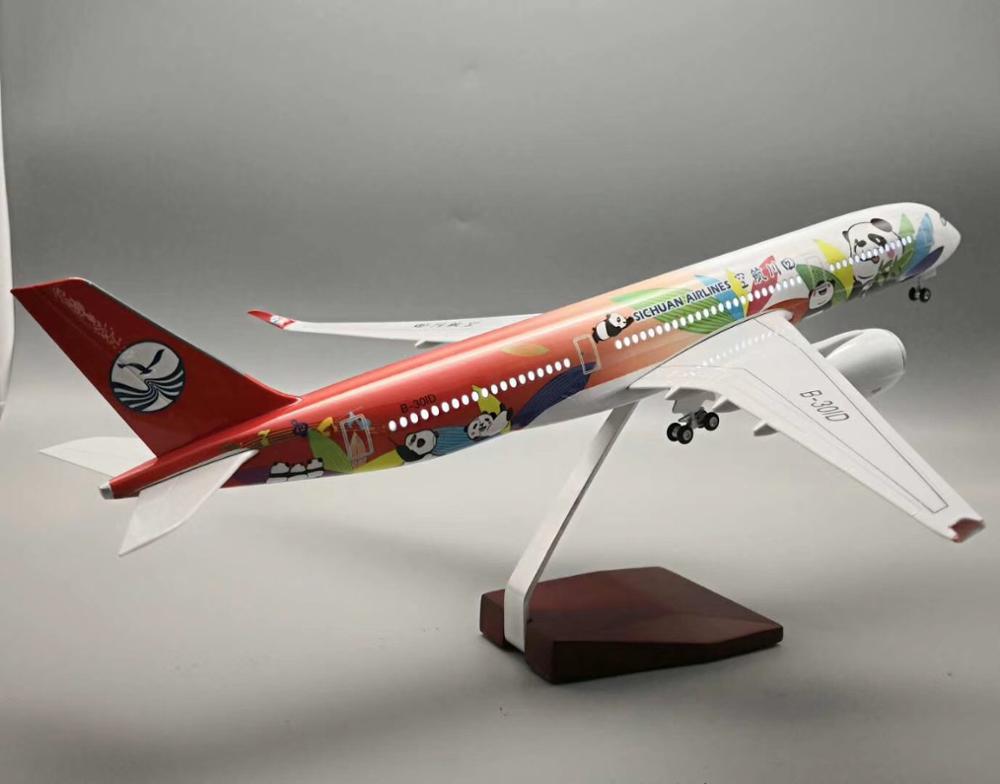 Модель самолета A350 panda со светодиодной смолой, модель самолета с голосовым управлением, модель 1:142, 47 см, частная Настройка полого корпуса