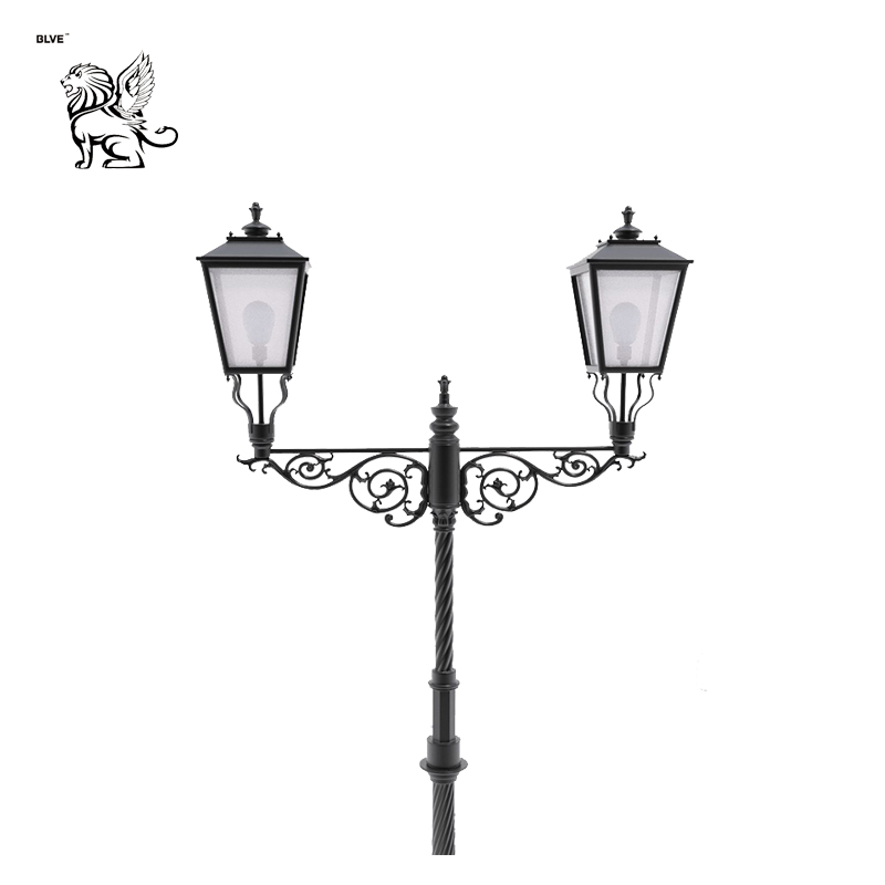 best design 2 lanterns garden used custom height cast iron street lamp ILL-010