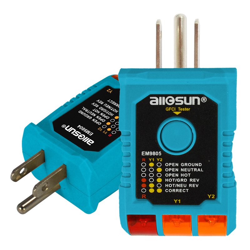 Allosun EM9805 GFCI тестер розеток бытовой электрический комплект безопасности тестер GFCI тестер розеток