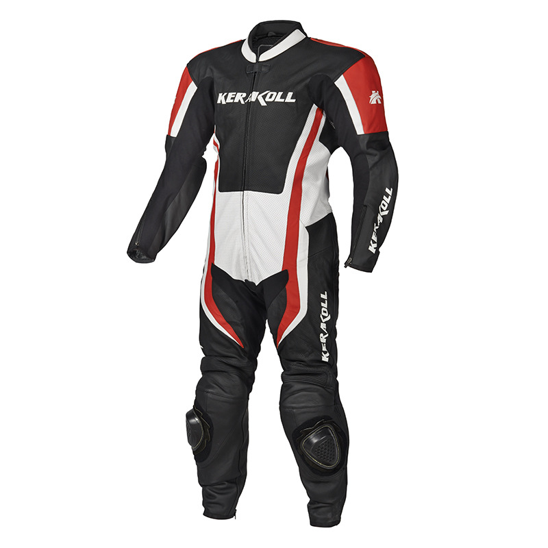 KERAKOLL цельные Кожаные Мотоциклетные костюм из натуральной яловой Moto шоссейных гонок пальто защита для мотокросса с ползунками уличный велосипед