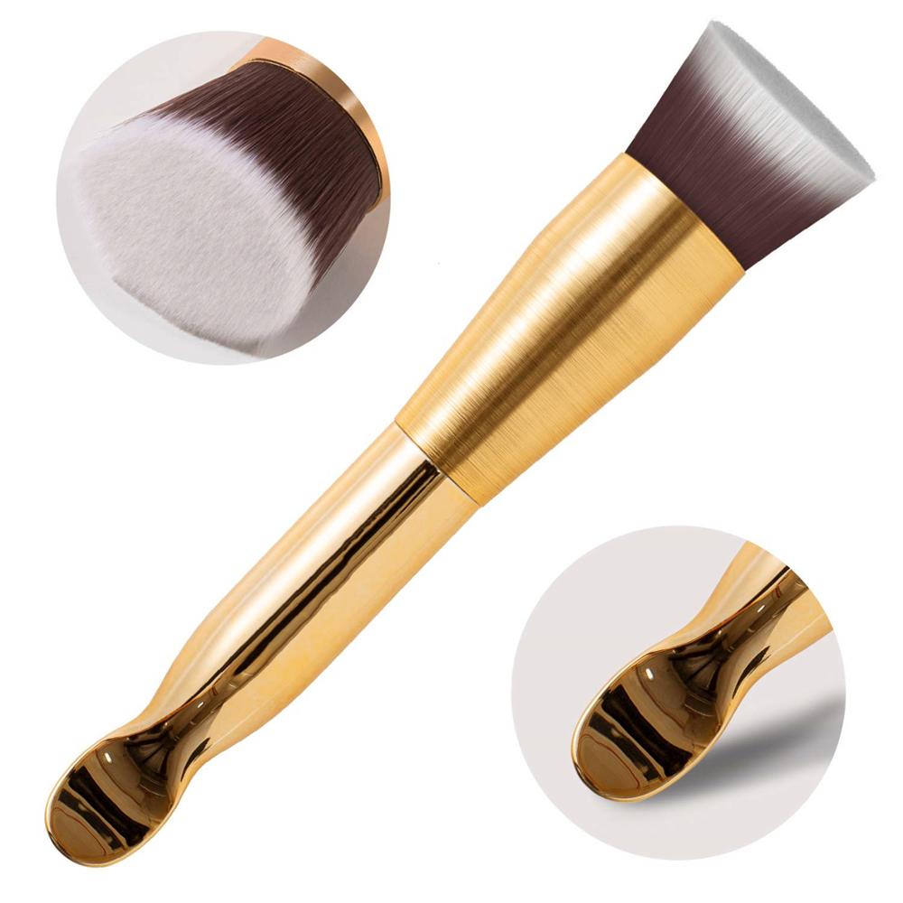 Flat Top Kabuki Brush Super Soft Dense Bristles Blend Stippling Brush with Creative Scoop