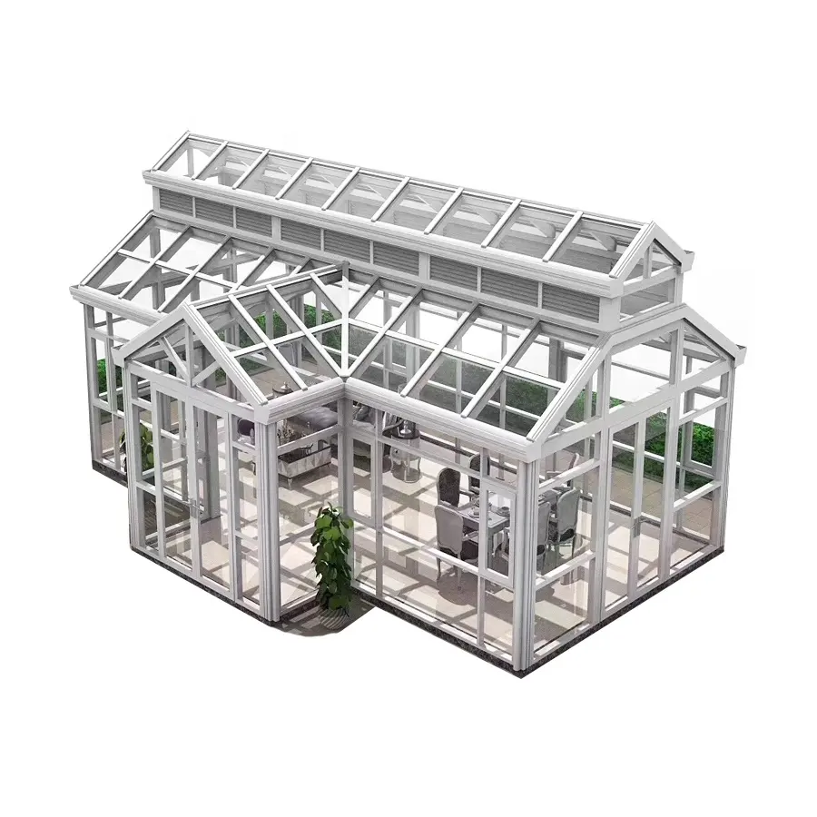 Customized Prefabricated Modern Luxury Aluminium Glass House Polygon Conservatory