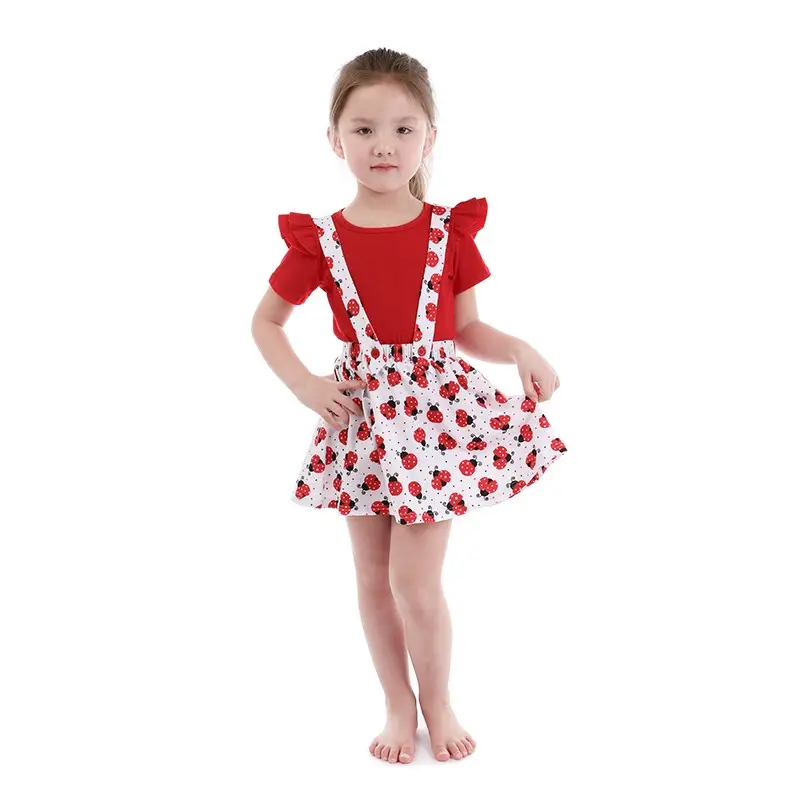 Оптовая продажа; летняя детская одежда; комплекты для маленьких девочек с подтяжками