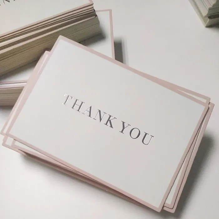 luxury custom 800g thick paper thank you post card with foil logo