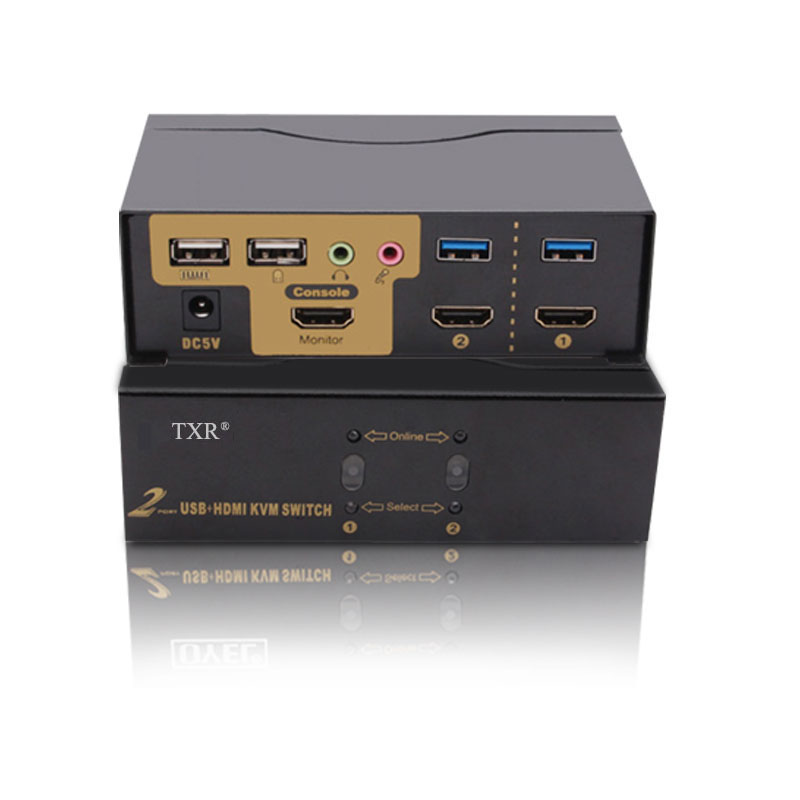 TXR 2 usb-зарядное устройство с 4K H DMI KVM переключатель 2 входа 1 выход с H DMI Версия 1,4 поддержка EDID