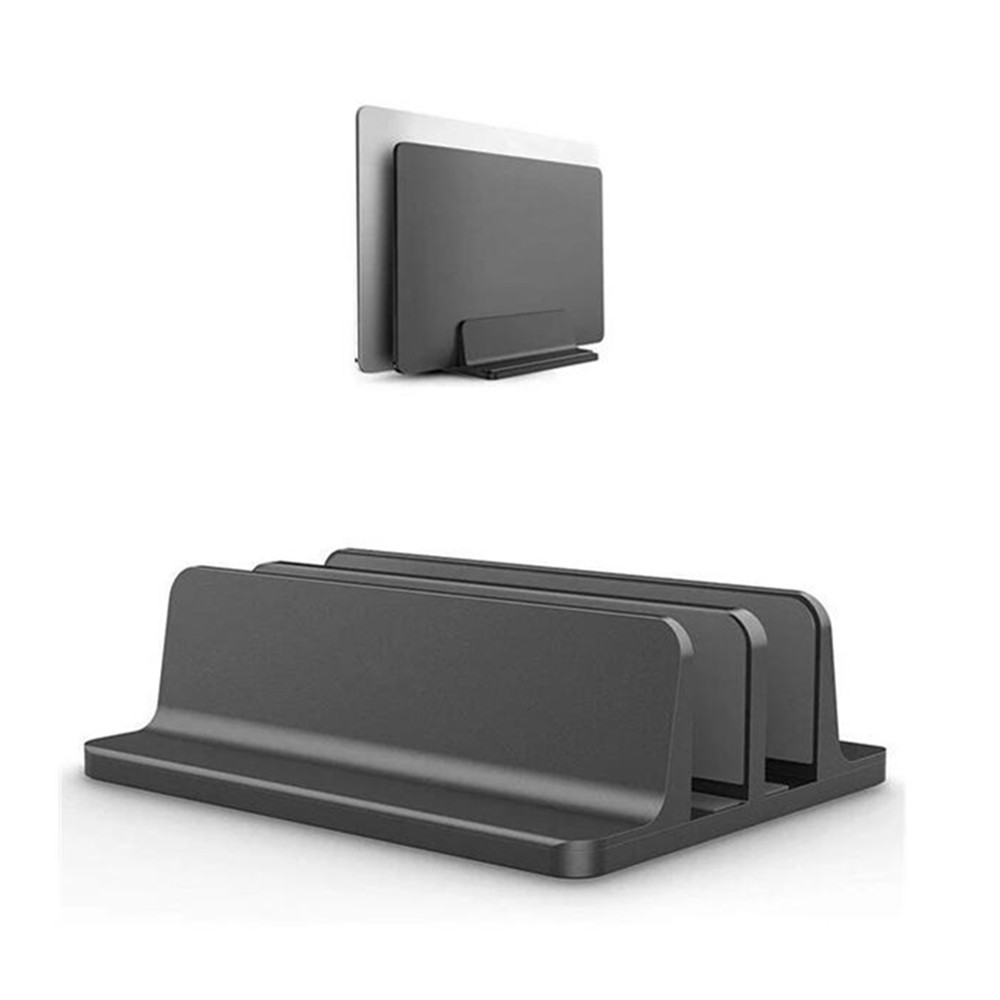 Adjustable Thickness Aluminum Alloy Notebook Erected Double Space Holder Desk Laptop Stand Vertical For MacBook For Surface