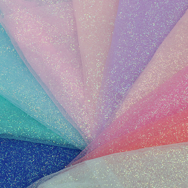 100% Polyester Breathable Plain Mesh With Glitter Fabric