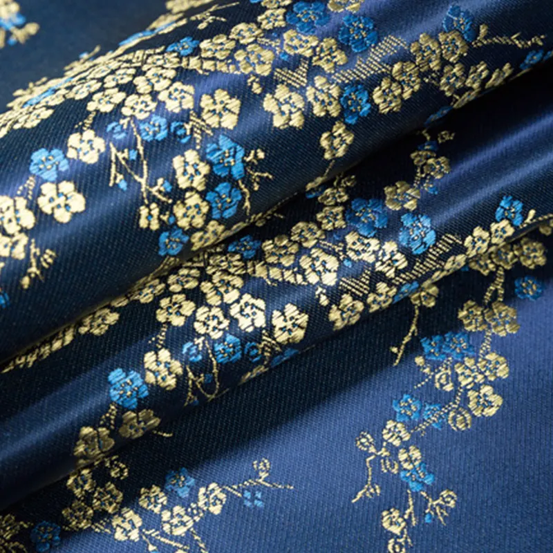 Chinese cheap wholesale traditional textile plum silk viscose jacquard brocade fabric