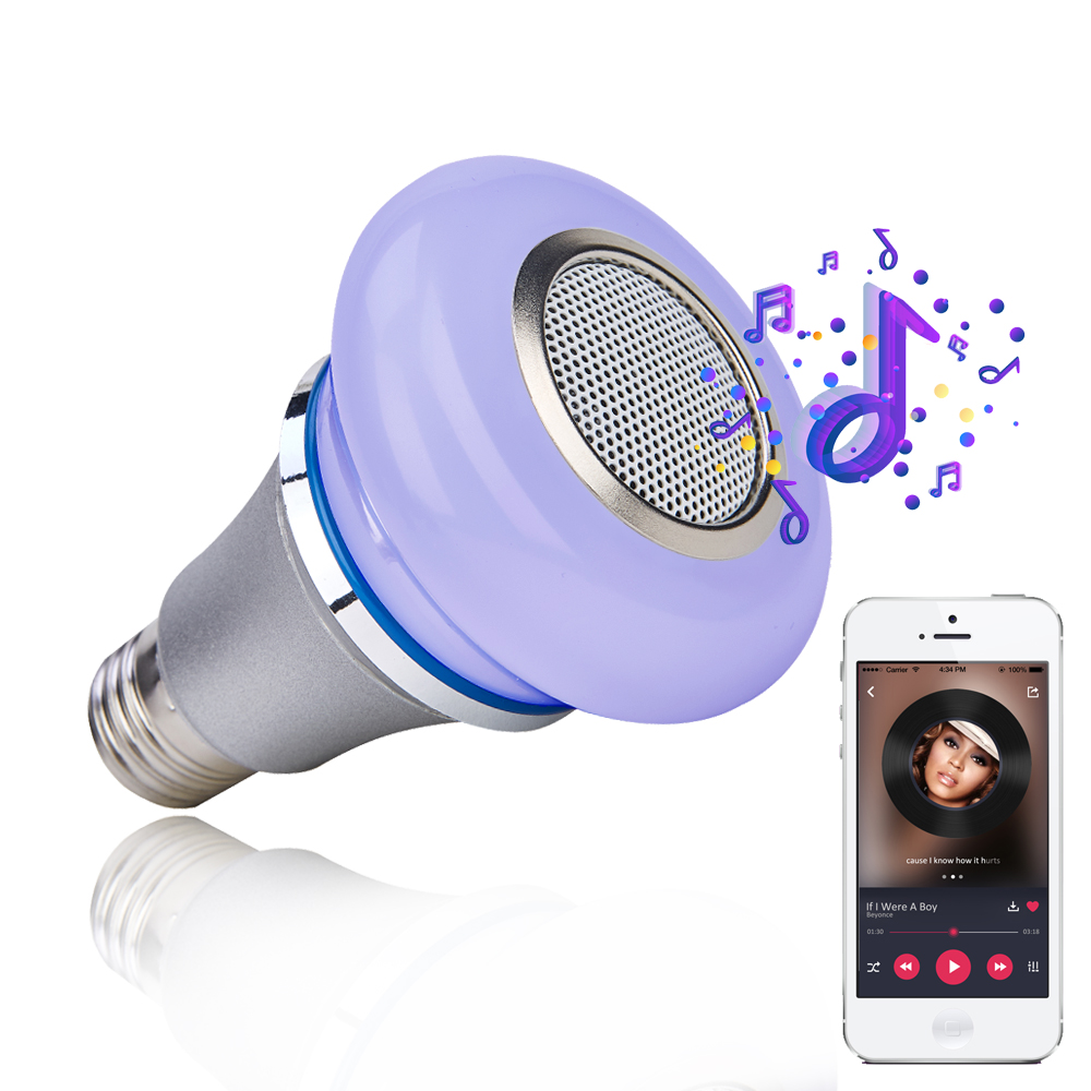 Bluetooth динамик лампы E27 базы, RGB Изменение лампы беспроводной Smart музыка лампы пульт дистанционного управления e27 светодиод контрольная лампа 8 Вт rgb