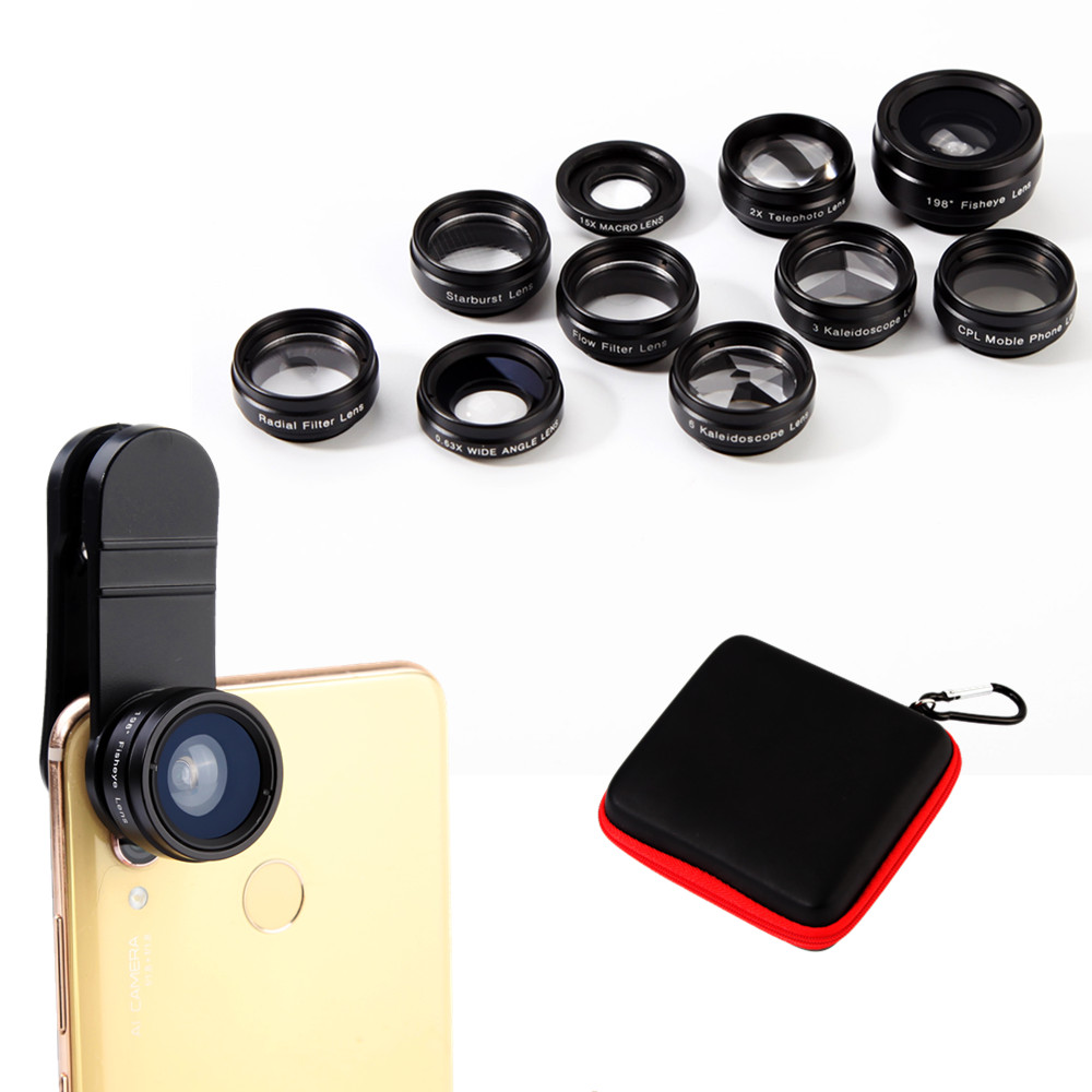 OEM factory 10 in 1 phone camera zoom lens for mobile phone fisheye macro lens