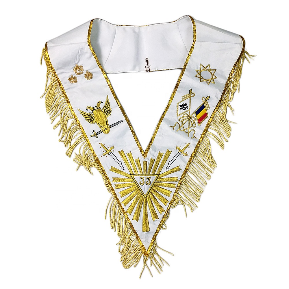 Masonic Regalia 33rd шотландский РИТ 33 градуса масонский Шарм драгоценность крылья вышитый Шелковый воротник