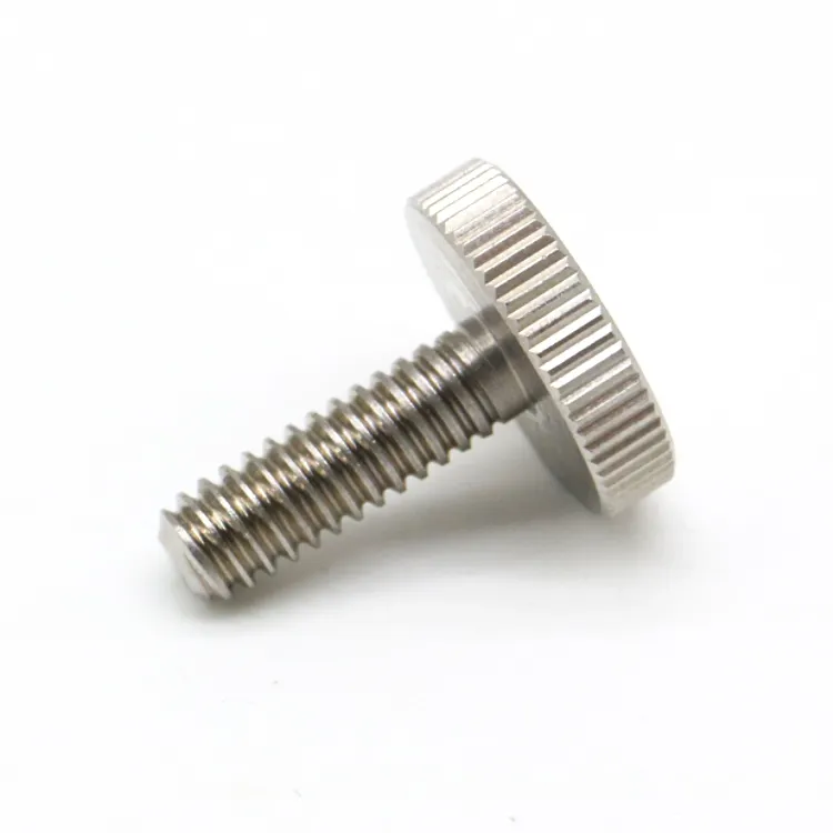 Precision stainless steel straight slotted knurled head thumb electrical screw