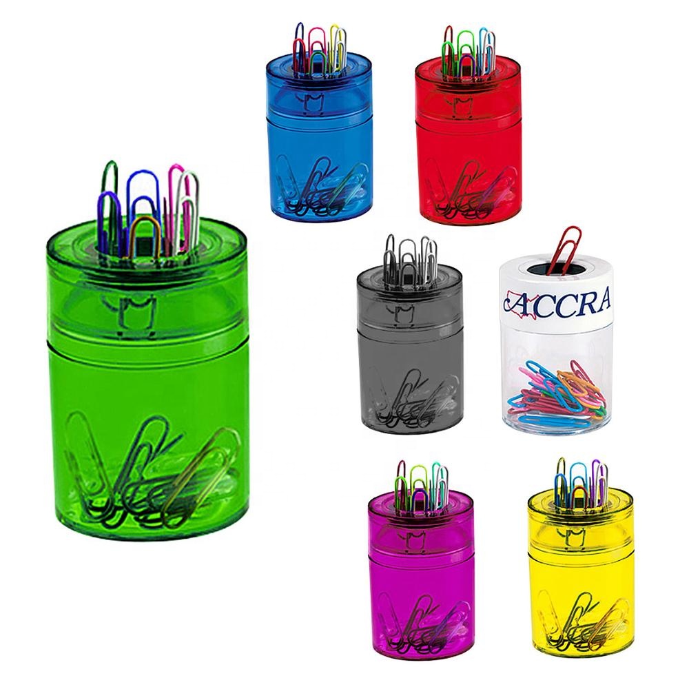 Popular ABS plastic transparent circle column tube shape built in magnetic ring document file office desktop working clip box