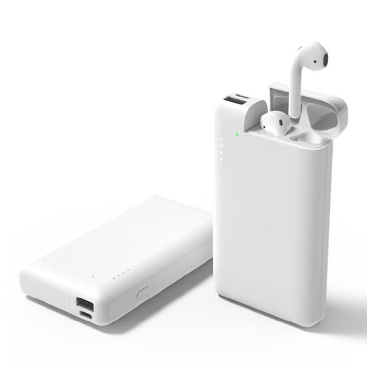 10000 мАч 2 в 1 внешний аккумулятор для Airpods TWS беспроводные наушники и телефоны белый черный (не включая TWS наушники)