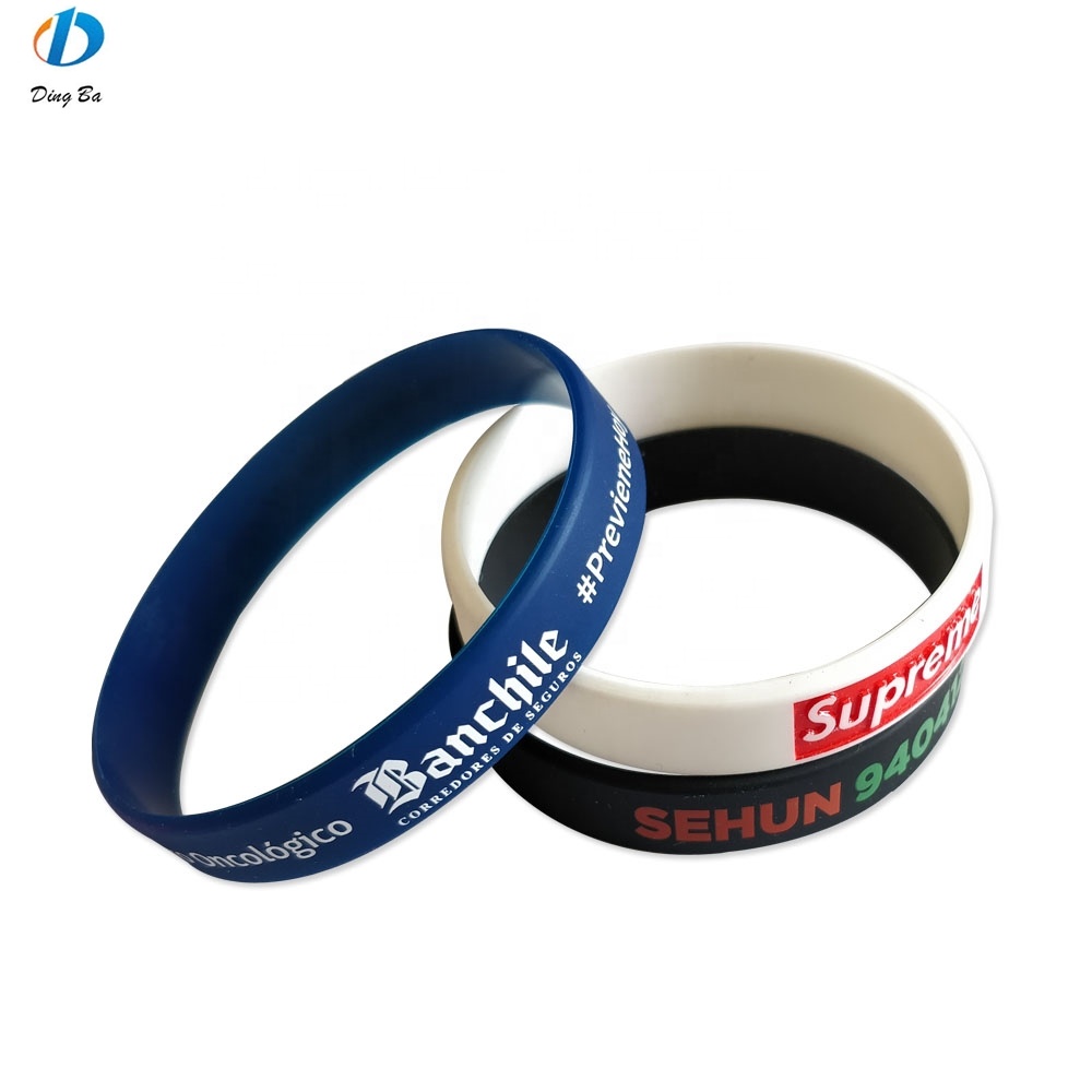 Custom Event Cheap Charity Plain promotional Rubber Silicone Round Wristband Bracelet debossed
