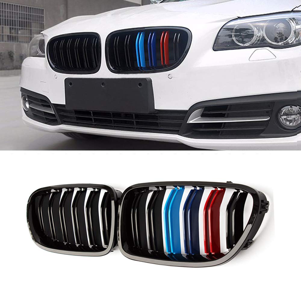 Для BMW Sedan F10 F11 F18 M5 M Глянцевая черная передняя решетка с двойными плавниками 5 серии 520i 535i 550i 2010-2016 поставляется с эмблемой M5