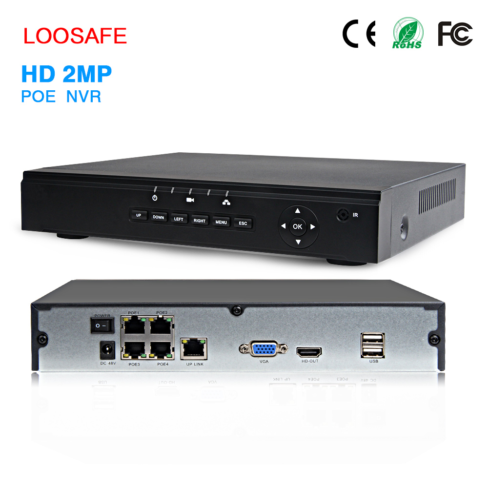 Loosafe высокое качество 4ch P2P PoE NVR обнаружения движения 1080 P сигнализация дома безопасности