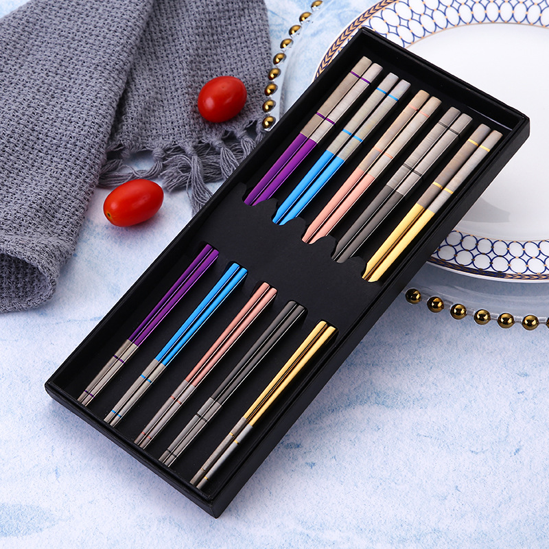 Food Grade Reusable Stainless Steel Chopsticks for Sushi Wedding Gift Souvenirs