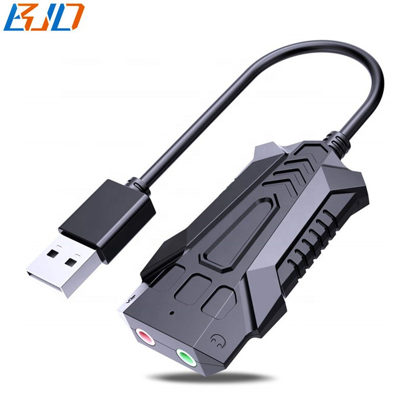 USB 2,0 Внешний аудио адаптер Звуковая карта с 3,5 мм разъем для подключения наушников и микрофона для компьютеров, ноутбуков, настольных компьютеров/PS4