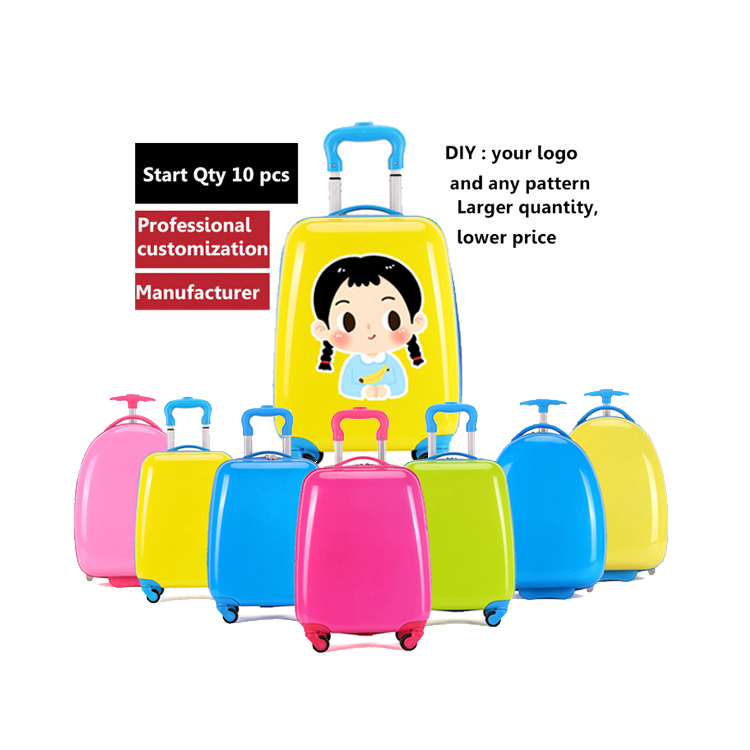 costom Children Printing Hard Shell Abs Pc 3D children carry on travel bags trolley suitcase luggage sets for kids