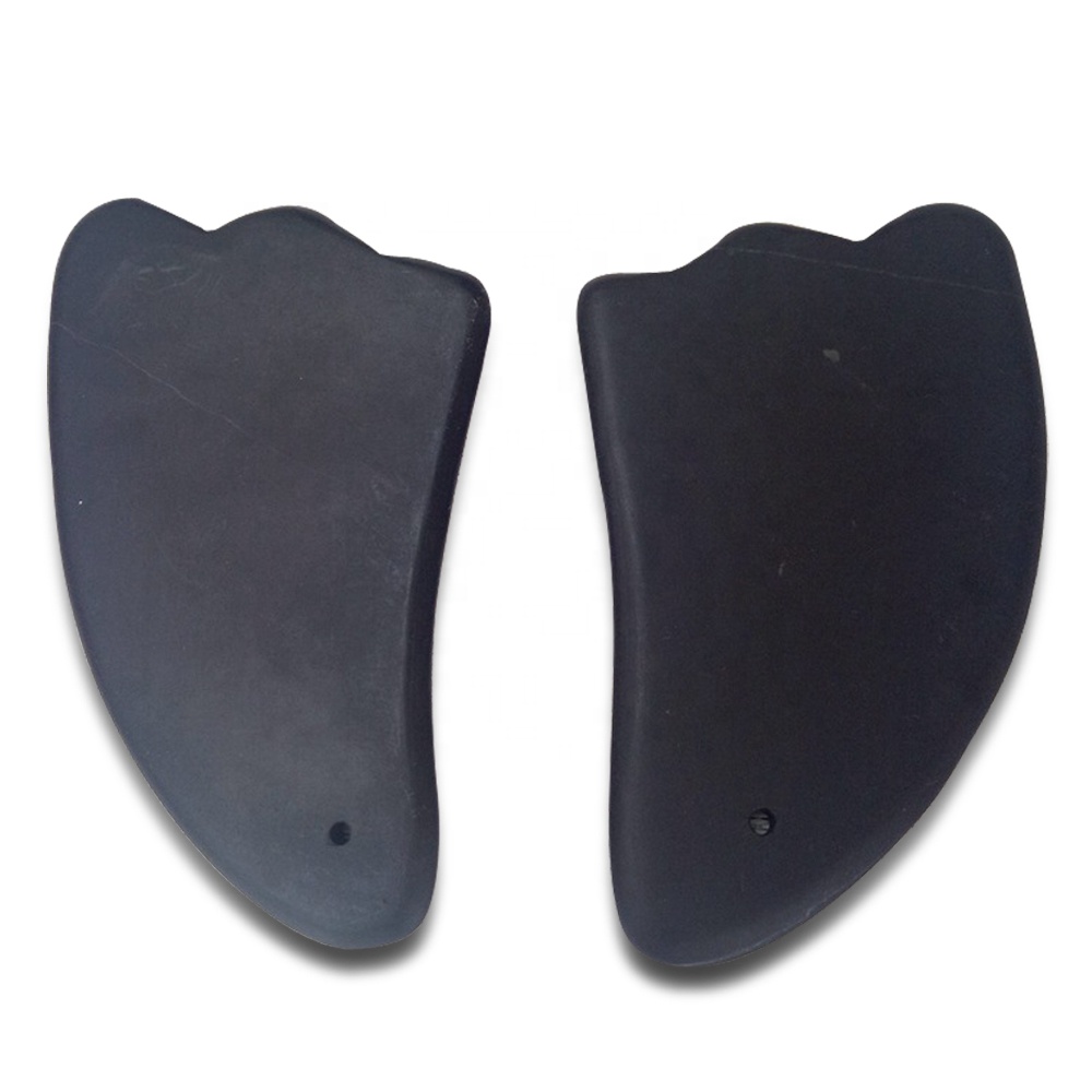 Нефритовый ролик и Guasha массаж инструменты черный камень bian Gua Sha набор Крыло Форма для похудения тела и лица гладкой стопы доска