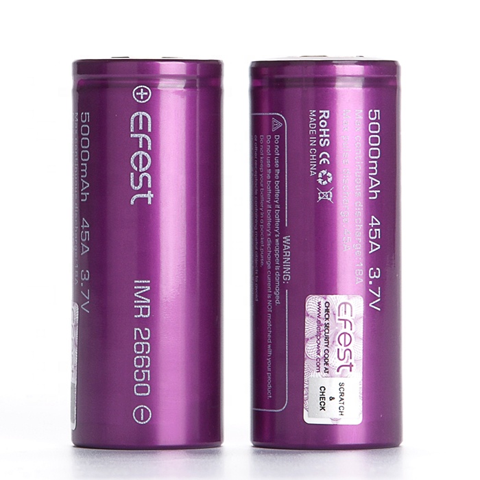 Аккумуляторная батарея 26650 Efest фиолетовый аккумулятор li-ion 26650 5000 Mah 45A 3,7 V