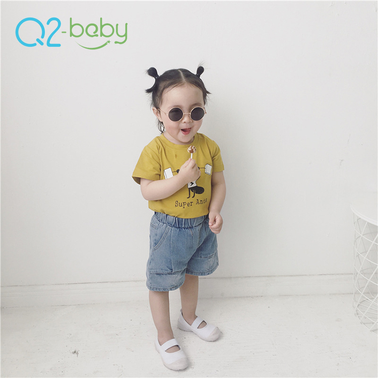 Q2-baby оптовая цена на заказ с принтом для малышей, летние топы и футболки, футболка