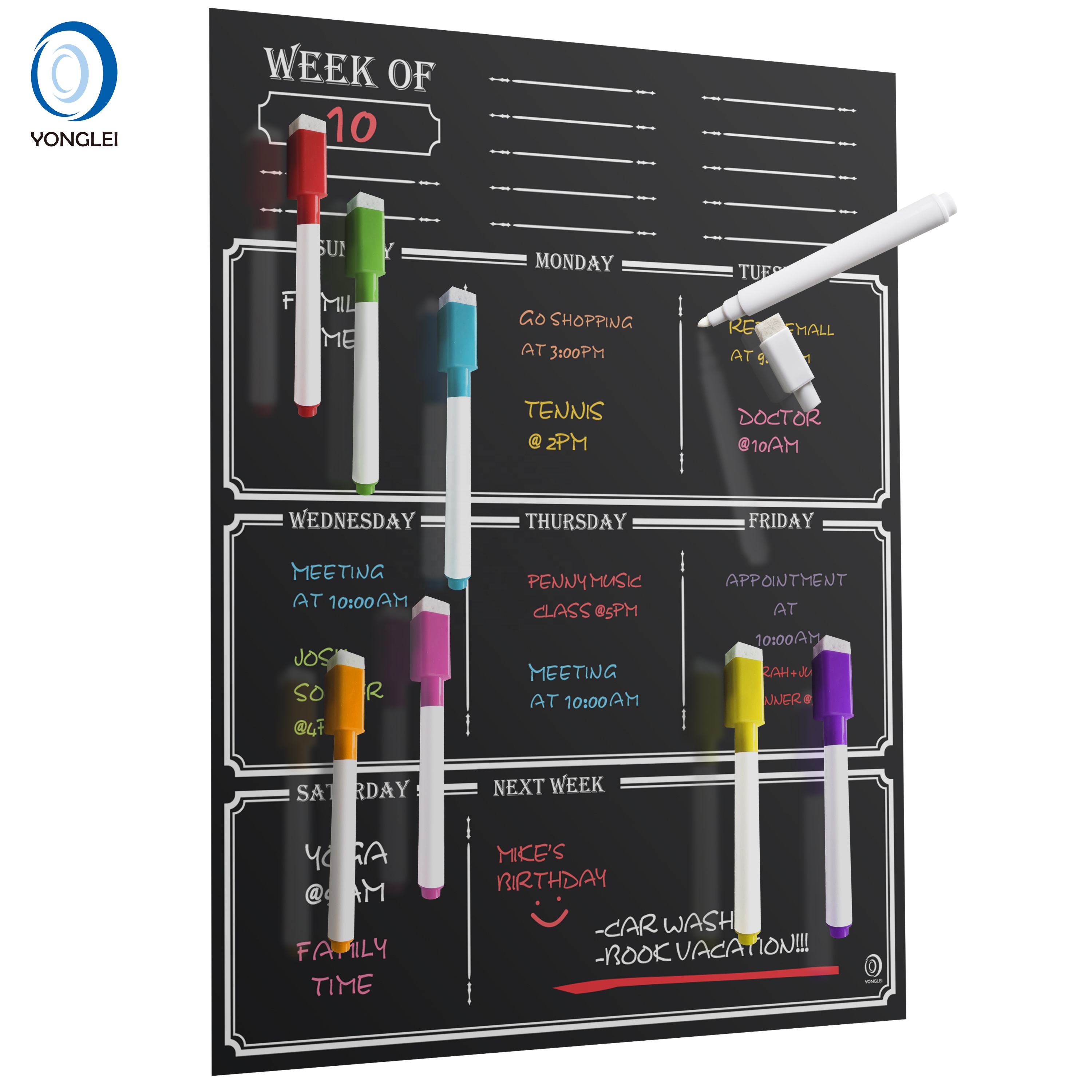 8.1-1B1 Easy erasable chalkboard calendar for fridge