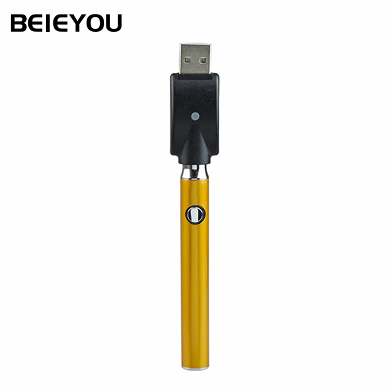 Beyou, оптовая продажа, 1100 мАч, Золотая CBD одноразовая электронная сигарета с USB-портом, батарея с резьбой 510