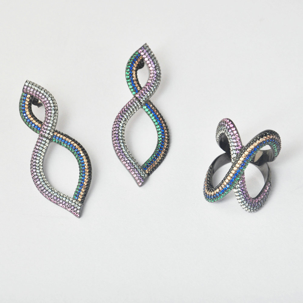 OB Jewelry-China Wholesale Custom Rainbow Cubic Zirconia Brazilian Jewelry Set