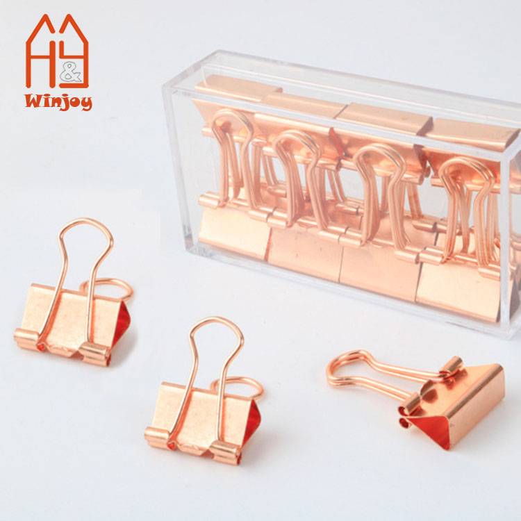 Small Quantity Accept 19MM Rose gold Binder Clip,Metal Money Clip 12pcs in a Clear Box