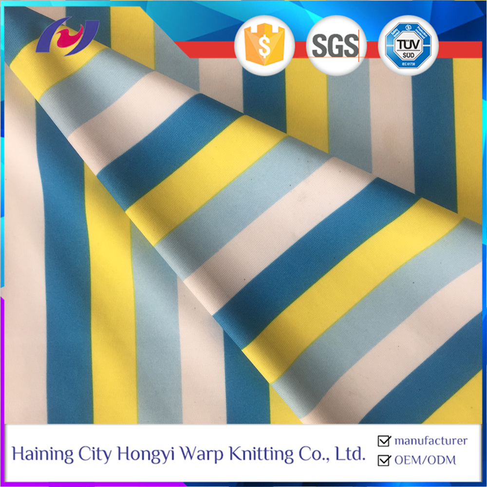 Made In China 4 Way Stretch Stripe Printed Knitting Nylon Spandex Swimwear Fabric