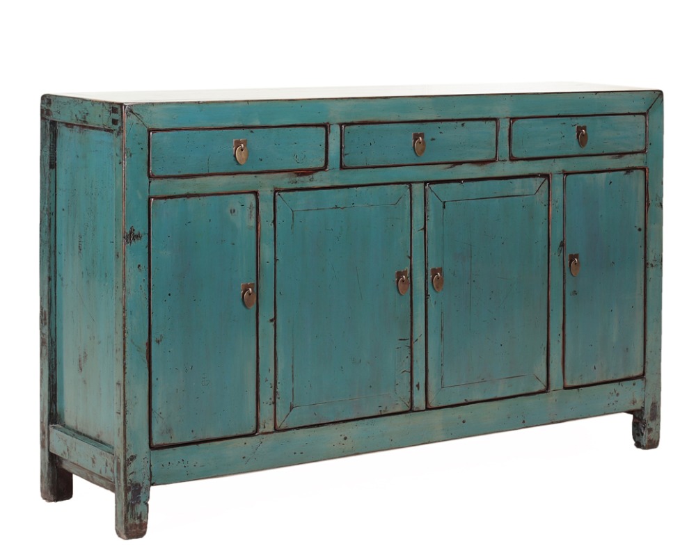 Blue lacquered solid wood sideboard antique style furniture