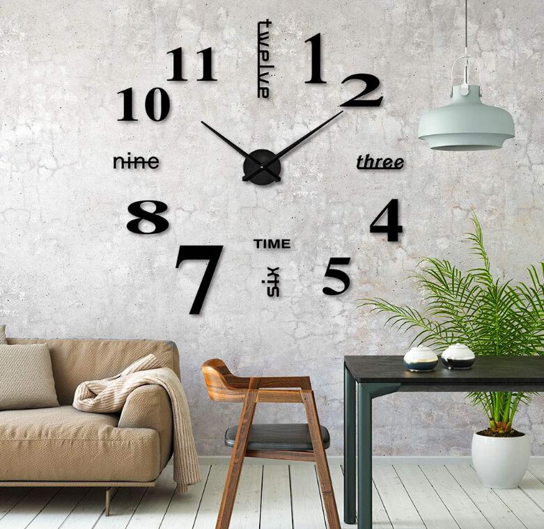 Decoraciones para una сравнению де Сала большой размеры Творческий saat DIY Зеркало настенные часы 3d декоративные настенные