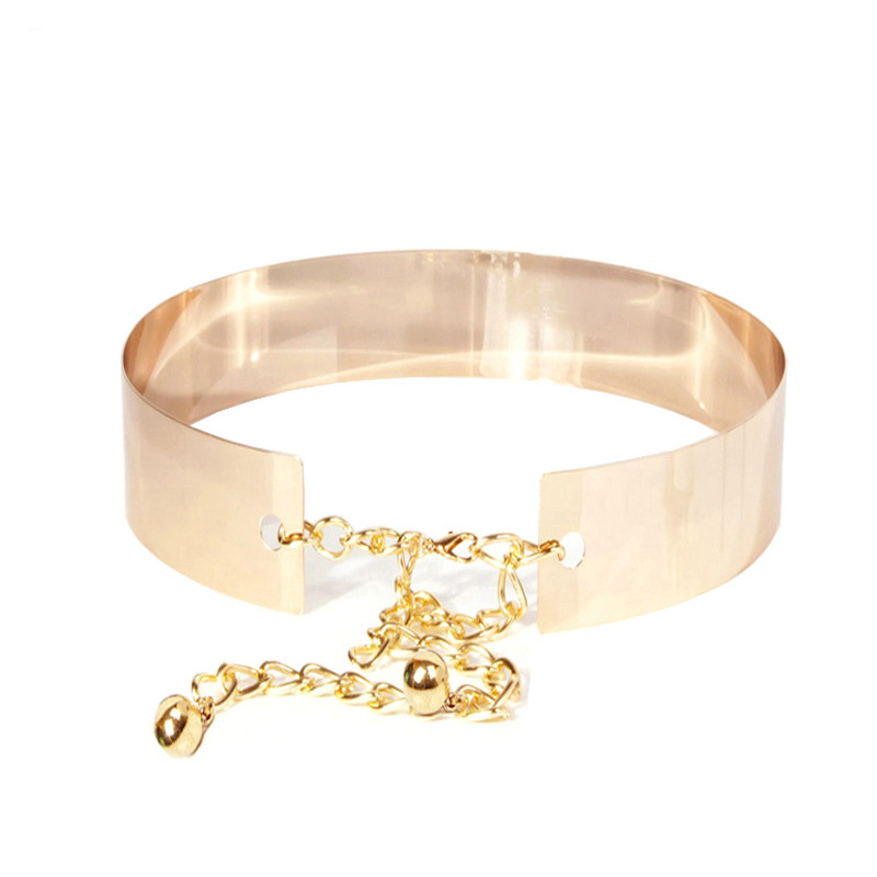 New arrival European fashion ladies dflower l waist wide metal belt