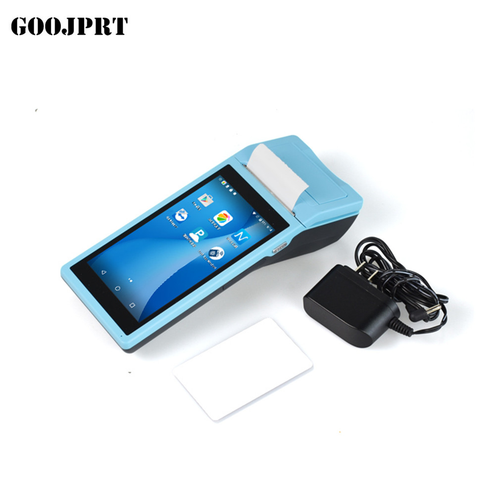 POS терминал PDA с беспроводной системой Bluetooth и Wifi Android со встроенным термопринтером и сканером штрих-кодов