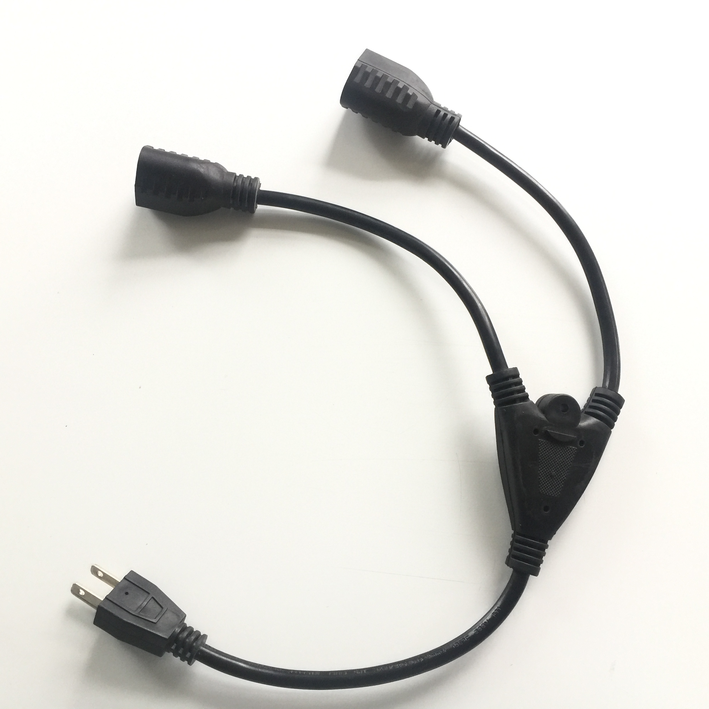 y cable splitter 1 female 2 male NEMA 5-15P 14AWG 16AWG 18AWG power cord