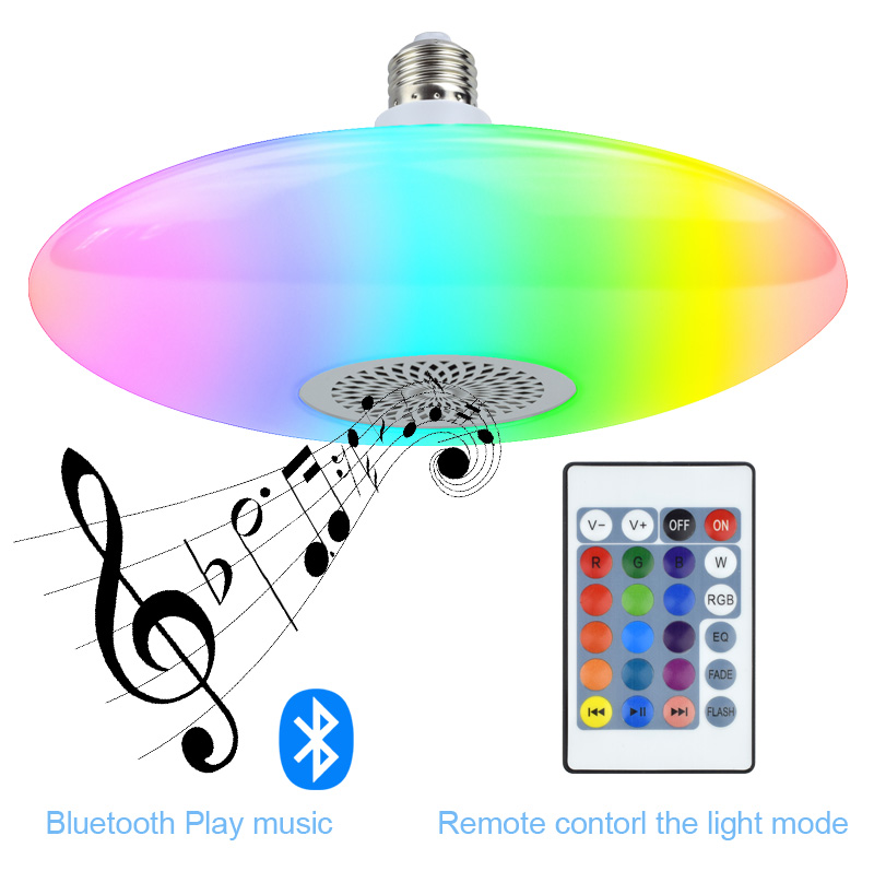 Высокая яркость 25 Вт + 5 Вт Bluetooth светодиодный потолочный светильник 24-кнопочный пульт дистанционного управления E27/E26 умный светодиодный светильник с 2 года гарантии