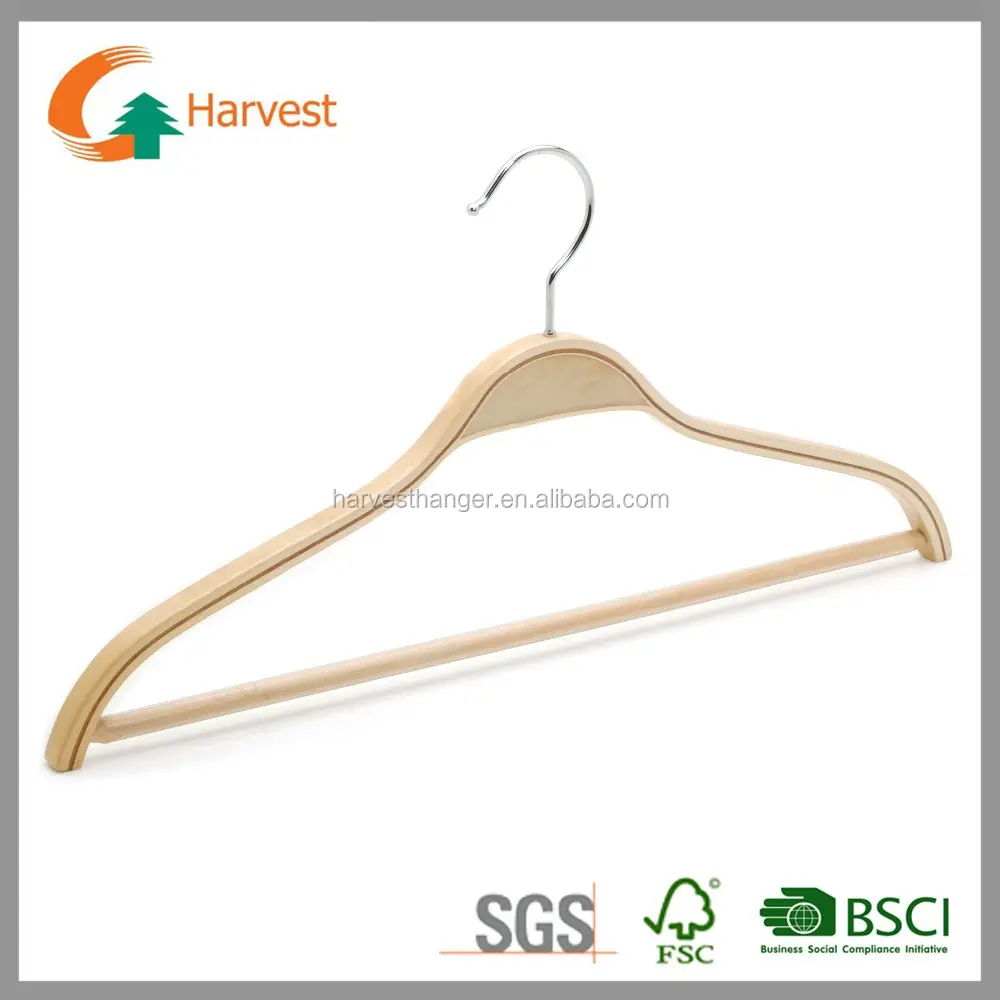 Laminated coat Hanger with Anti-slip Round Bar