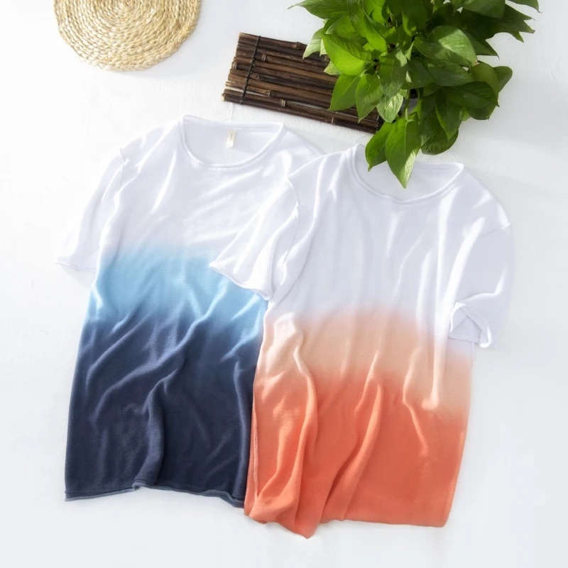 Wholesale gradient color plain men's t shirt custom stretch cotton t shirt