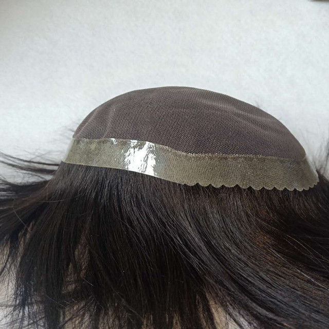 Циндао фабрика натуральные человеческие волосы кружева база Мужчин toupee