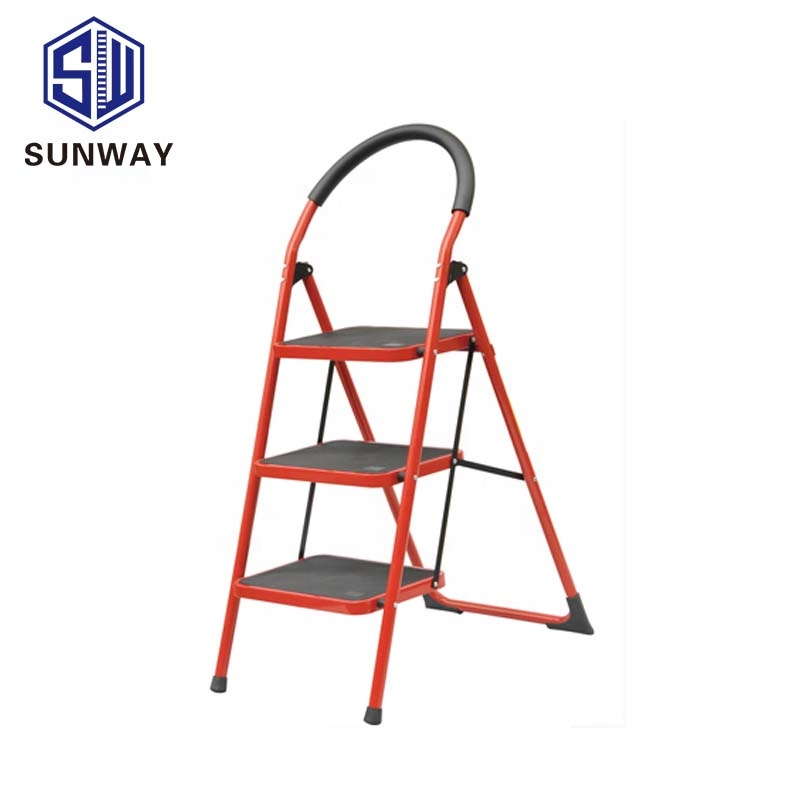SUNWAY 3 ступенчатая стальная лестница с en131 утвержденные широкий шаг лестницы протектора Складная стремянка
