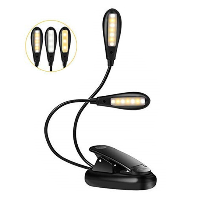 Портативный Dual Head перезаряжаемые 14 LED глаз средства ухода за мотоциклом клип на чтение книг свет с белым и теплым освещением
