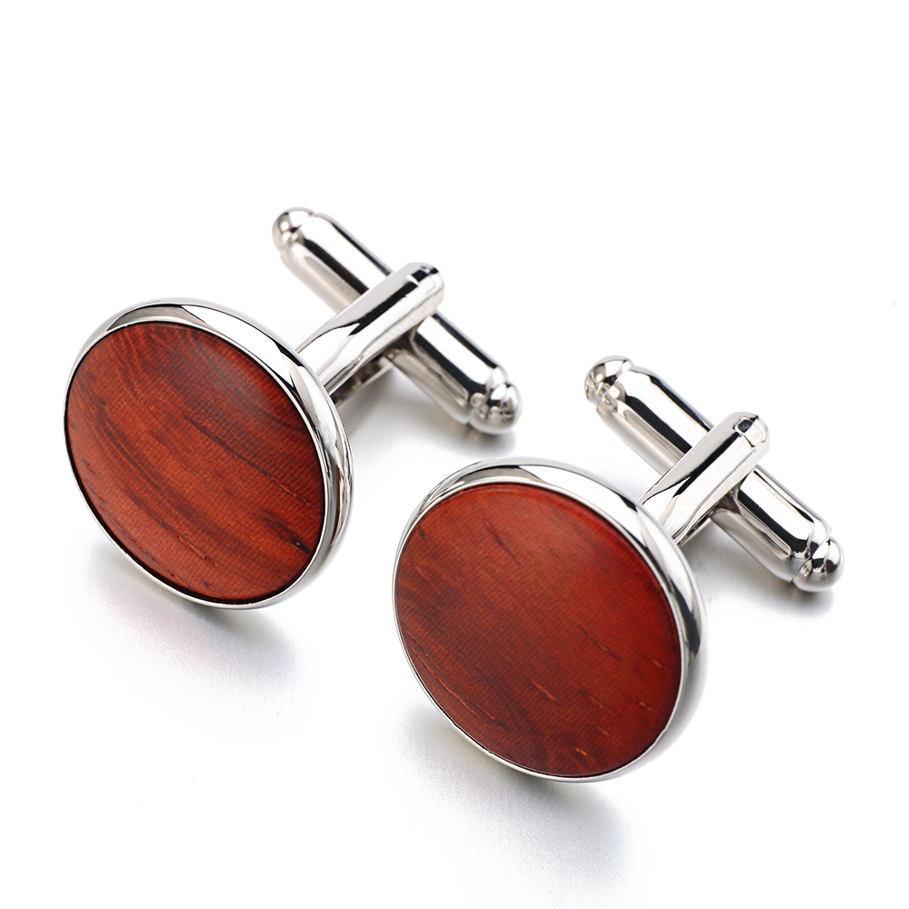 OB Jewelry-высококачественные круглые деревянные Запонки посеребренные мужские запонки для смокинга, формальные запонки для деловых и свадебных церемоний