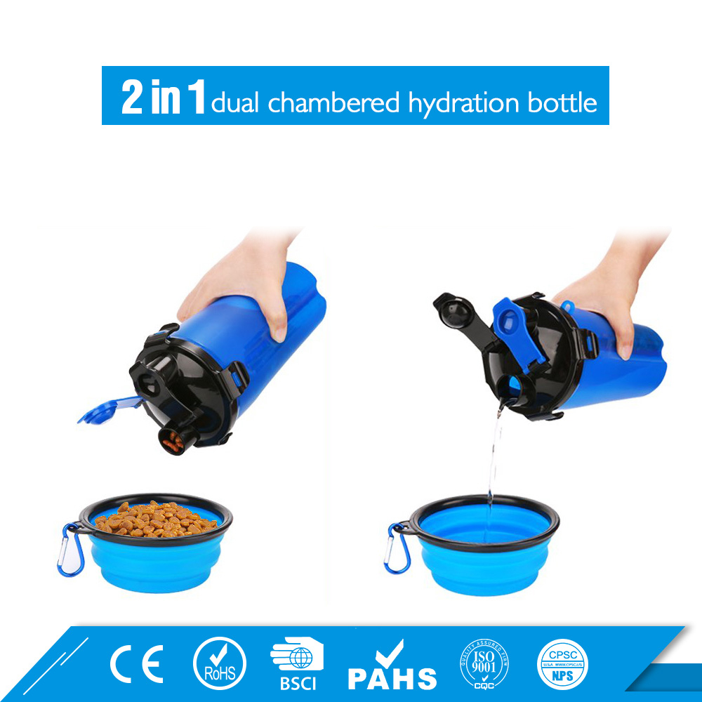 Best Product 2-in-1Travel Portable Dog Food Container Dog Water Bottle With Pet Bowl