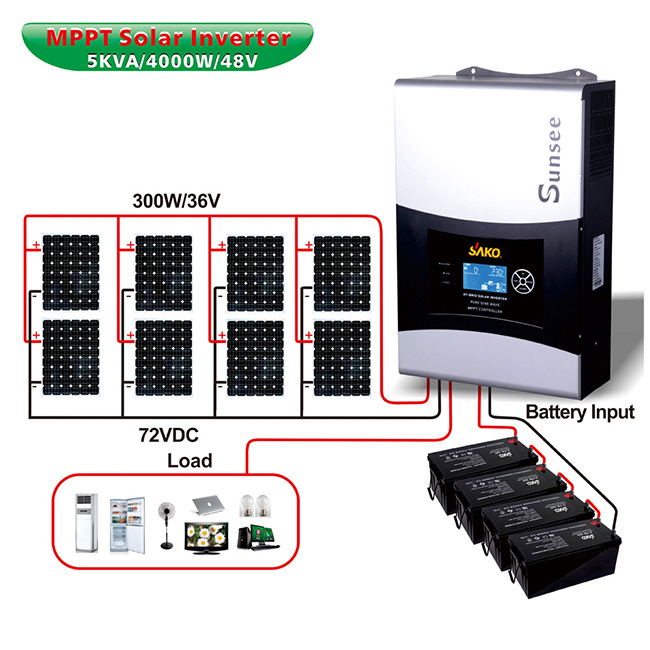 SUNSEE-5KVA/4KW 48v dc to ac 230v pure sine wave solar inverter С MPPT Charger